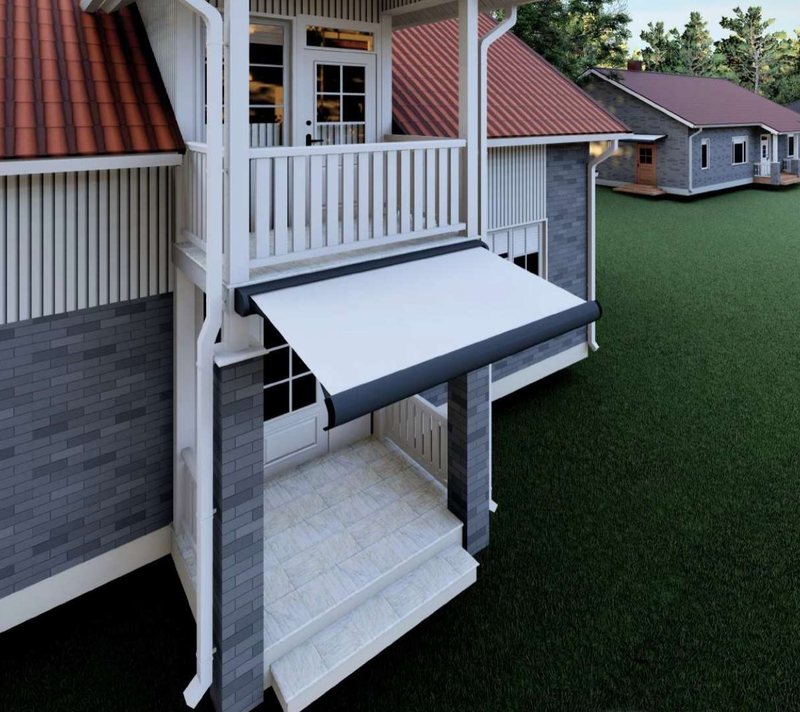 Katalog görseli: balkon altında kasetli tente